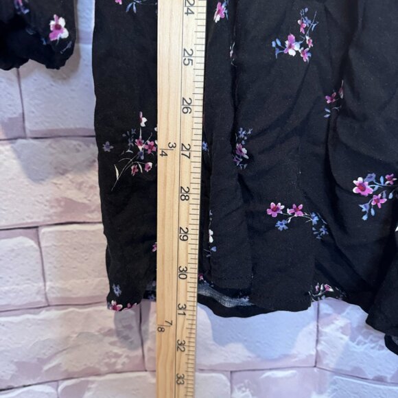 Wild Fable Black Turtle Neck Smocked Floral Long Sleeve Dress Small - Picture 3 of 6